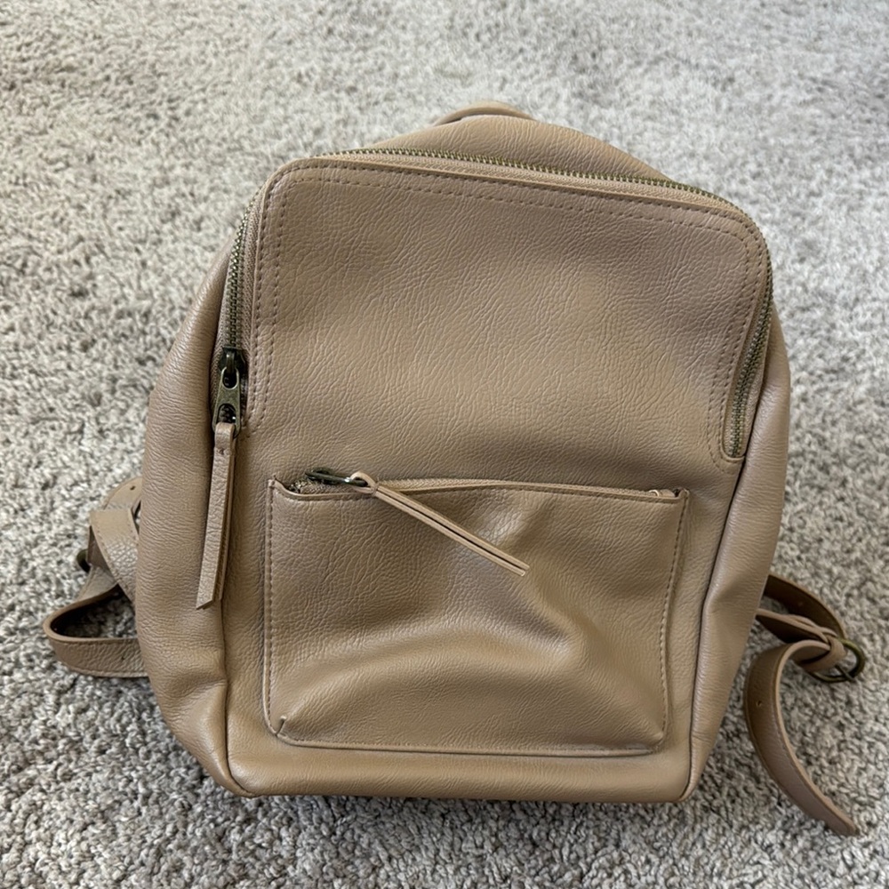 Small Tan Leather Backpack